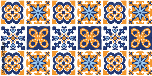 vector illustration vibrant Portuguese tiles