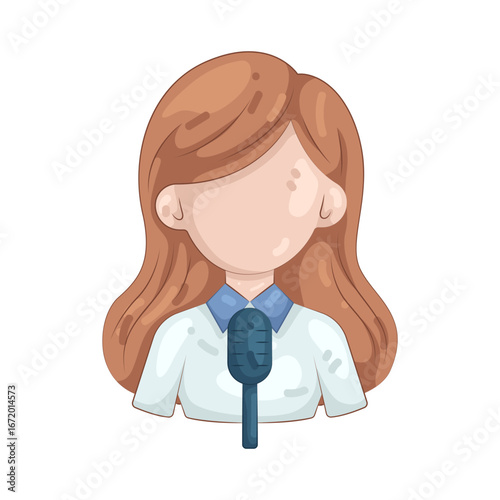 Illustration of news reporter with long hair