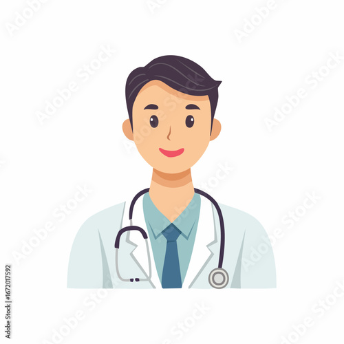 Smiling Doctor Portrait Professional, Medical, and Healthcare Illustration