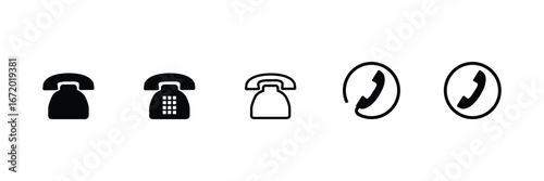 Telephone Icons Set – Vintage Phone, Dial Pad, and Call Symbol Vector Collection