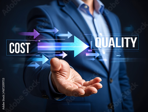 Businessman Managing Cost Reduction and Quality Improvement | Financial Optimization and Strategic Management