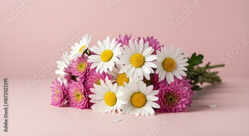 Papel tapiz elegante con flores blancas y rosas sobre fondo rosa suave, inspiración, soñador