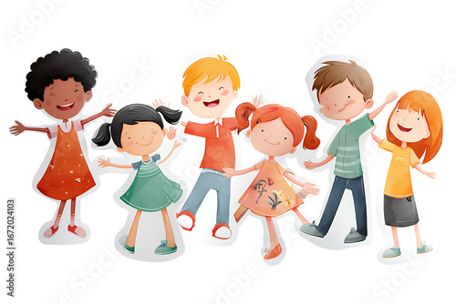 Cheerful Children, Friendship, and Happiness on transparent background