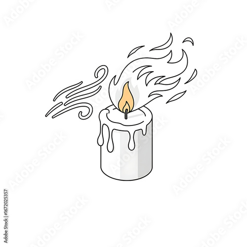 Burning candle, symbol of hope, prayer, and memory.