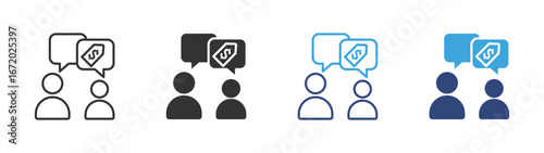 Schilderij op canvas Sales Negotiation icon set in outline and flat style , vector illustration