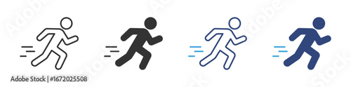 Running person icon for fitness apps, motivation infographics, sport training materials, and physical activity awareness content