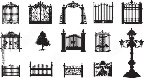 Set of London landmarks and monuments vector icons and silhouettes illustration