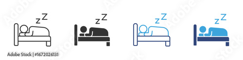 Sleeping icon set in outline and flat style , vector illustration. 