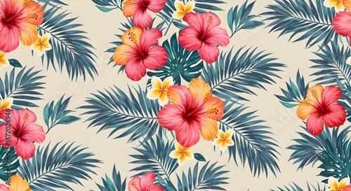 Ilustración botánica vívida sin costura