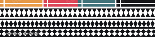 Geometric diamond patterns with colored bands shapes