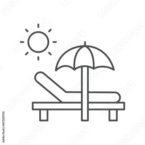 Sunbed thinline icon , vector, pixel perfect, illustrator file 
