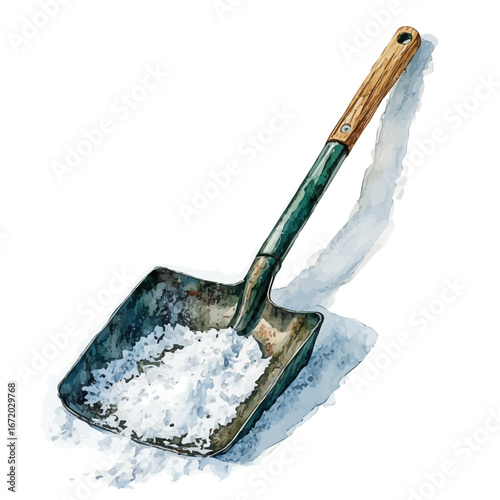watercolor of Snow Shovel, vector, isolated on a white background.