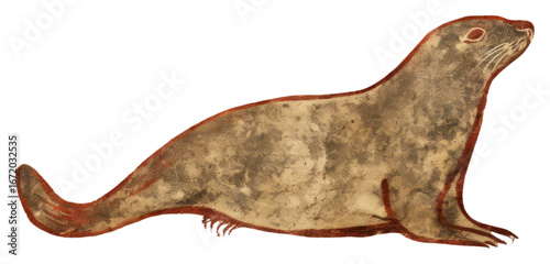 PNG Paleolithic cave art painting style of seal ancient animal mammal.
