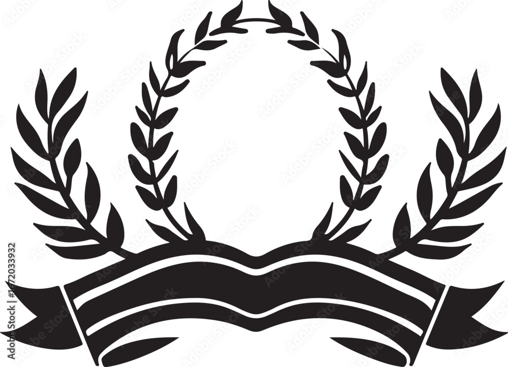 Obraz premium Elegant laurel wreath and ribbon award design