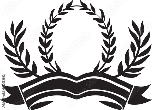 Elegant laurel wreath and ribbon award design