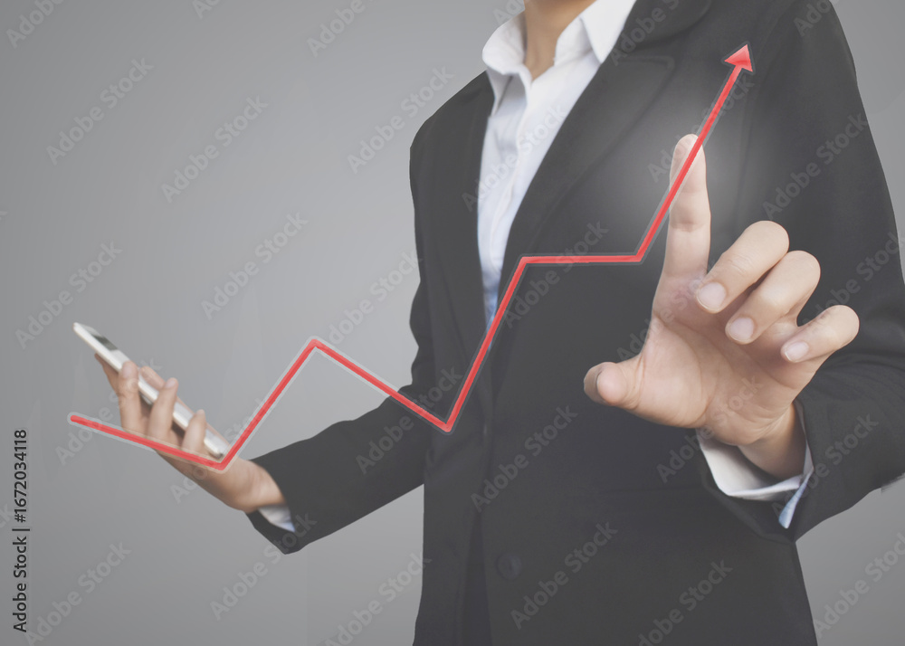 custom made wallpaper toronto digitalBusiness hand touching growth graphs of financial indicator and accounting market economy analysis chart, business strategy concept.