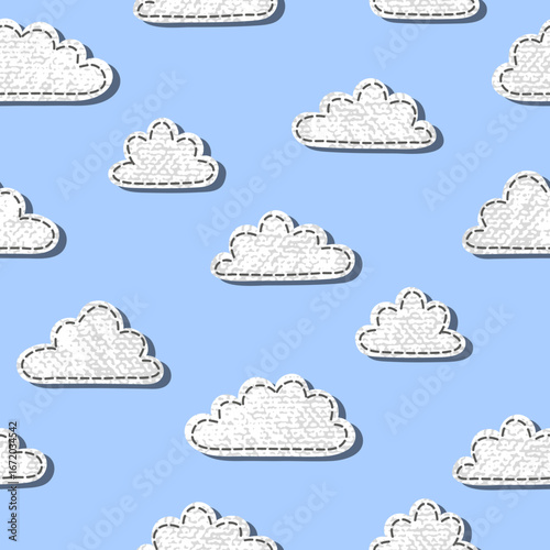 Seamless cartoon clouds pattern. Vector sky illustration