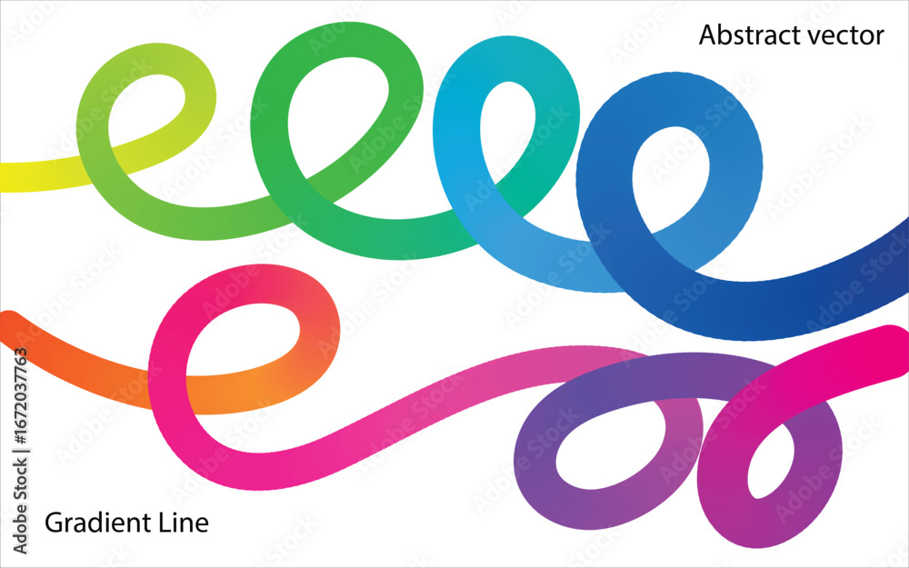 Fototapeta premium Background Abstract Patterns with Color Gradient. Vector Wave Graphic with 3D Dynamic Lines. Rainbow Gradient Ribbon Backgrounds.