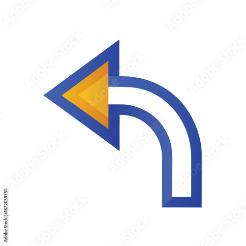 Left turn arrow with blue outline