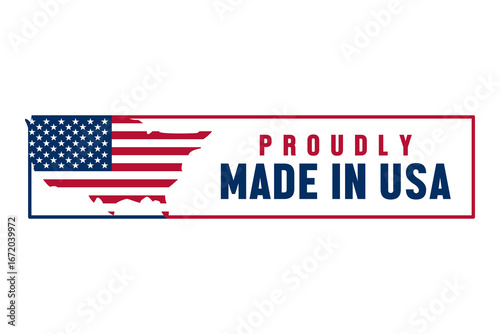 Proudly made in usa label seal emblem featuring american flag and patriotic text transparent background