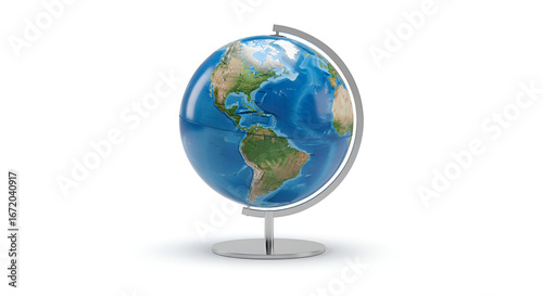 Fototapeta Naklejka Na Ścianę i Meble -  World globe map geography earth planet education travel desk globe geographical globe atlas cartography tool at isolated  white background