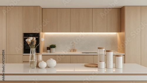 Serene Minimalist Kitchen with Zero-Waste Storage