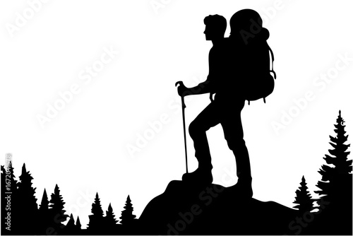 Lone Hiker Silhouette Vector.eps