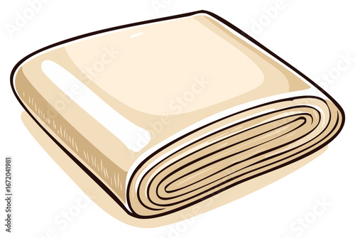 Folded Fabric Stack Beige Textile Materials Cartoon Style Sewing Crafting Soft Goods Production