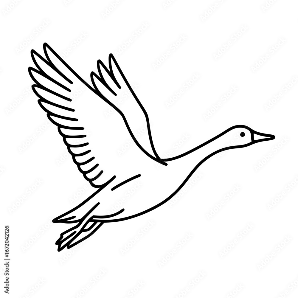 Obraz premium Flying Goose Line Icon Illustration