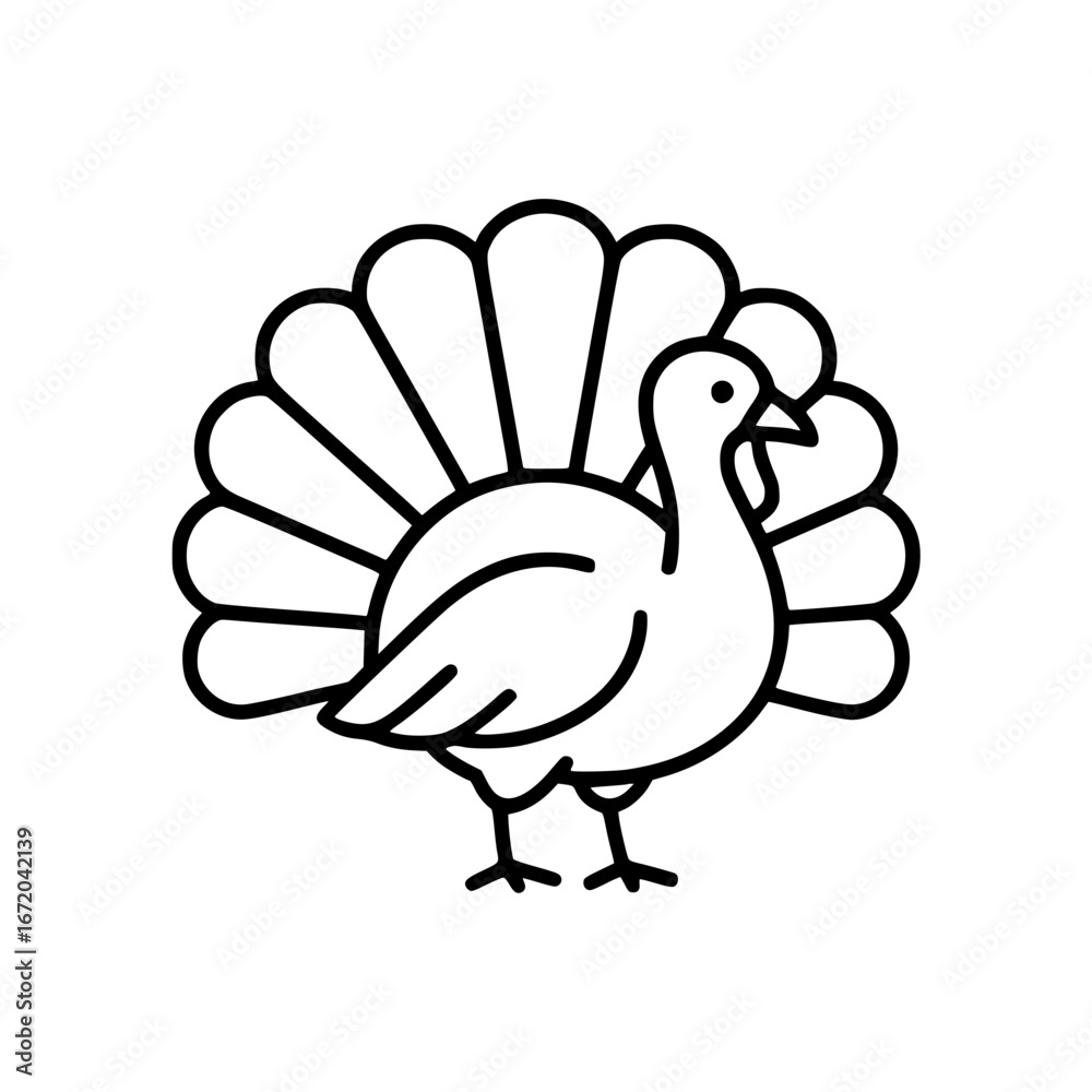 Fototapeta premium Outlined Turkey Line Icon Illustration