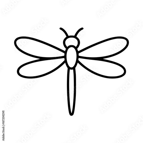 Dragonfly Line Icon Vector Illustration