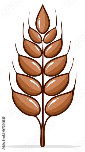 Stylized wheat ear illustration.  Vector wheat, grain, harvest, agriculture symbol