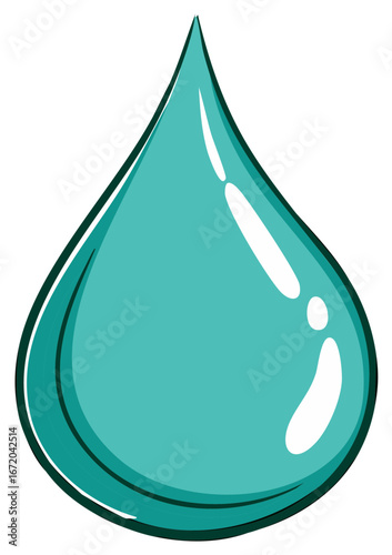 Clear aqua blue water drop illustration representing clean fresh liquid and purity