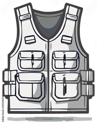 Cartoon Style Utility Vest with Multiple Pockets for Outdoor Gear Storage