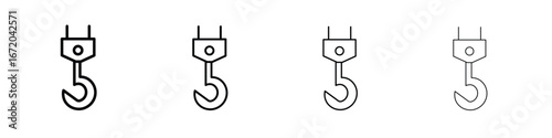 Winch hook icons. line strokes simple icons