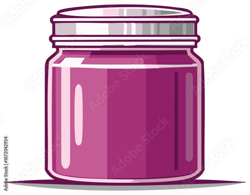 Vector Graphic Illustration of a Glass Jar of Purple Jam or Jelly