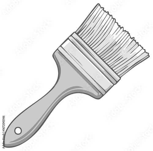 Gray painting brush with a simple clean design and a hole at the end of the handle