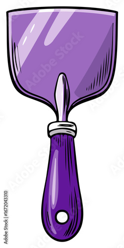 Purple Handheld Paint Scraper Tool Illustration