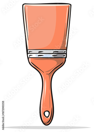 Illustration of a Peach Paint Brush with a Hole on the Handle for Hanging in a Studio