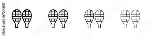 Snowshoes icons. line strokes simple icons