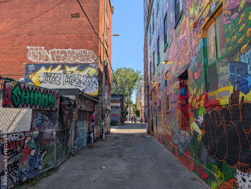 Naklejka premium Graffiti Street in Downtown Toronto, Canada - August 2025