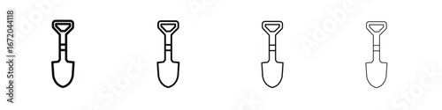 Shovel icons. line strokes simple icons