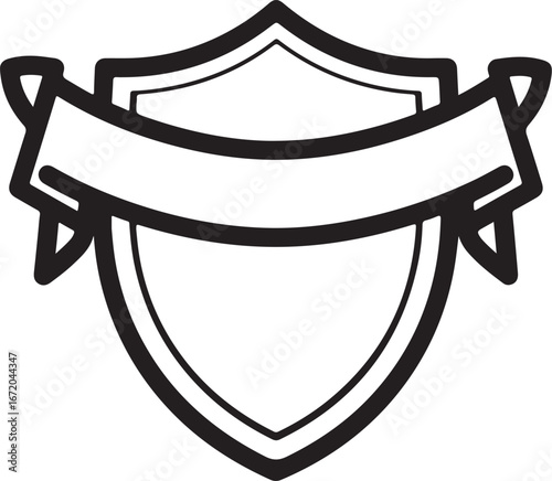 Blank shield emblem with ribbon for your design needs