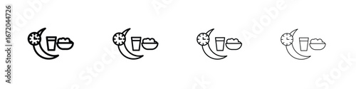 Ramadan iftar icons. line strokes simple icons