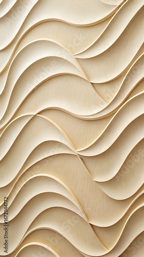 Abstract 3d wave pattern featuring elegant creamy tones and subtle shadows for modern wall decor or background designs.