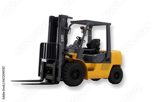 forklift in warehouse isolated on transparent background.