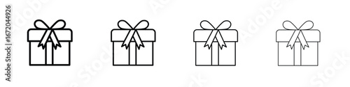 Present gift box icons. line strokes simple icons