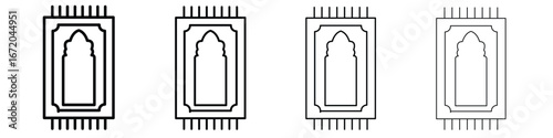 Prayer rug icons. line strokes simple icons