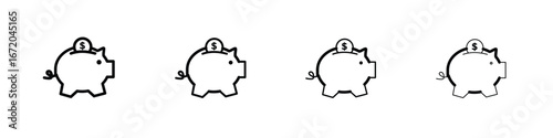 Piggy bank pack. vector glyph flat icons