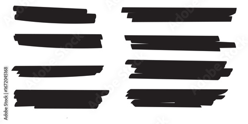 Black Hand drawn marker lines icon vector isolated on white. Doodle sketch style strokes for design, underline, highlight, notes, decoration, or creative art elements in digital and print projects.